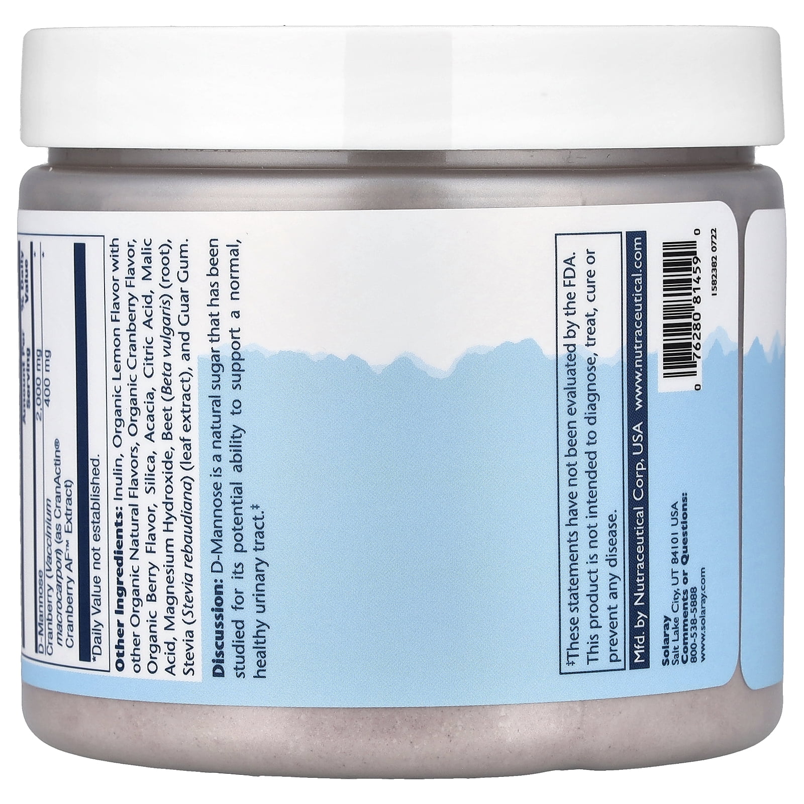 Solaray D-Mannose with CranActin Cranberry AF Extract Powder 226 g | Healthy Urinary Tract Support | 30 Servings | 8 oz
