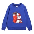 thumbnail image 3 of Girls Sweatshirt Kids Christmas Snowflake Hoodless Long Sleeve Pullover Blue 5-6 Years, 3 of 4
