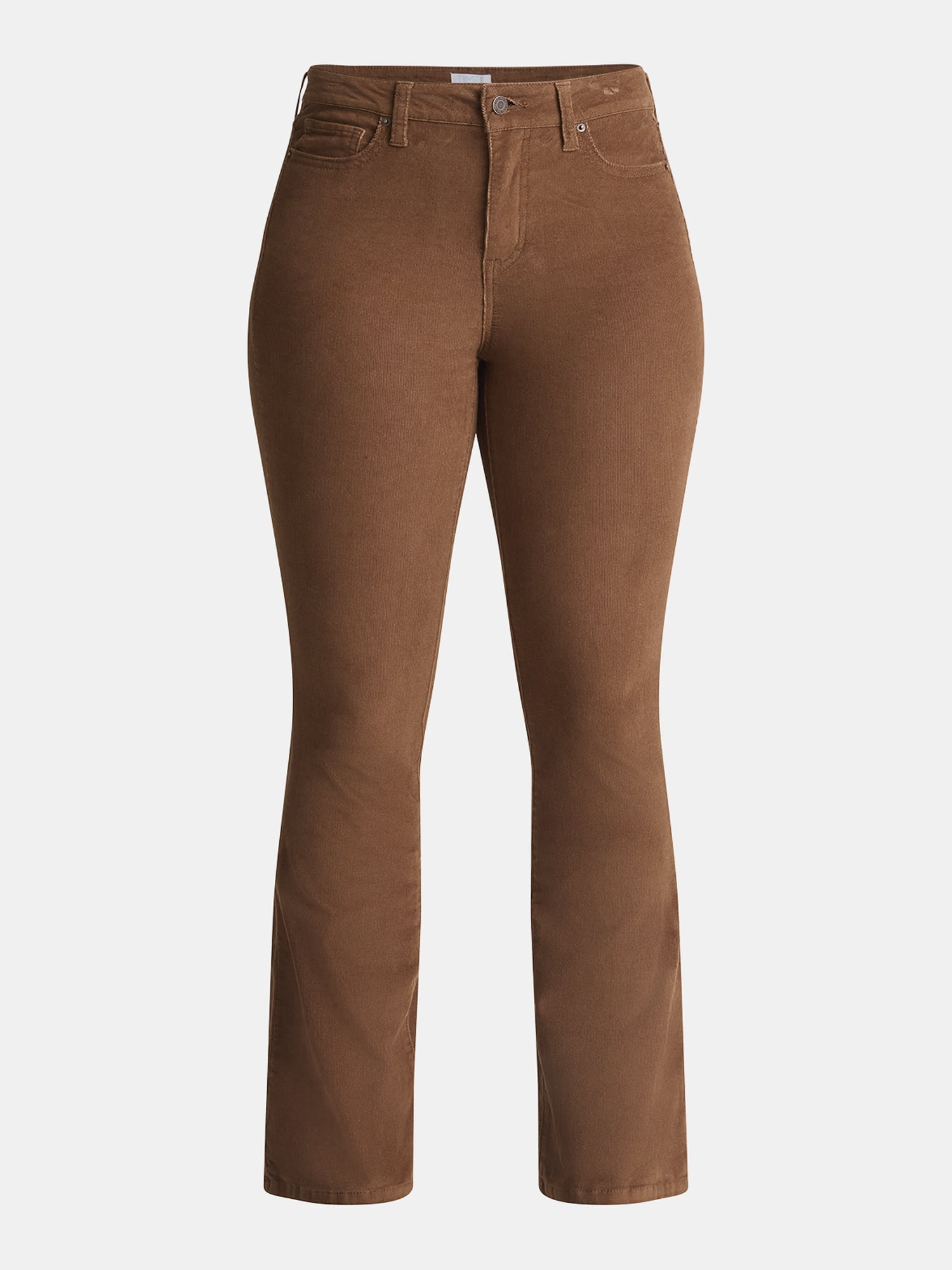 Time and Tru Women's High Rise Corduroy Flare Jeans, 32" Inseam, Sizes 2-22