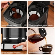 15-Cup Drip Coffee Maker, Home/Office Coffee Brewing Machine with Removable Filter, Glass Carafe and Heated Base, Black & Stainless Steel