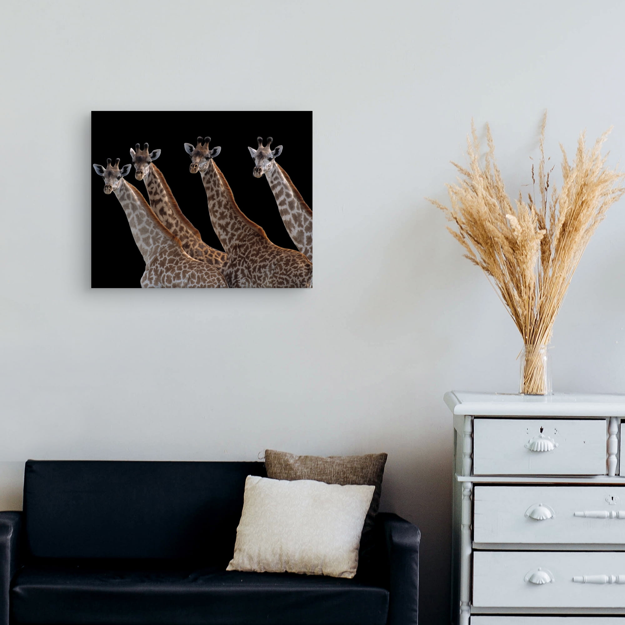 Giraffes in a Row Noir by Staffan Widstrand Giraffe Photo Canvas Art