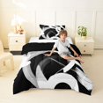 thumbnail image 4 of Homewish Swirl Stripes Twin Comforter Sets,Aesthetic Artwork Bedding Set,White Black,Black Reversible,2-Piece,1 Comforter and 1 Pillowcase, 4 of 7