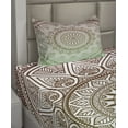 thumbnail image 2 of Ambesonne Medallion Fitted & Top Sheet Set with Sham, Ethnic Leafy Round Ornate, Burgundy and Green, 2 of 4
