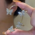 thumbnail image 5 of EOEMY Sparkling Silver Plated Zircon Butterfly Earrings Ear Clips No Piercing Women-Gold-Left, 5 of 9