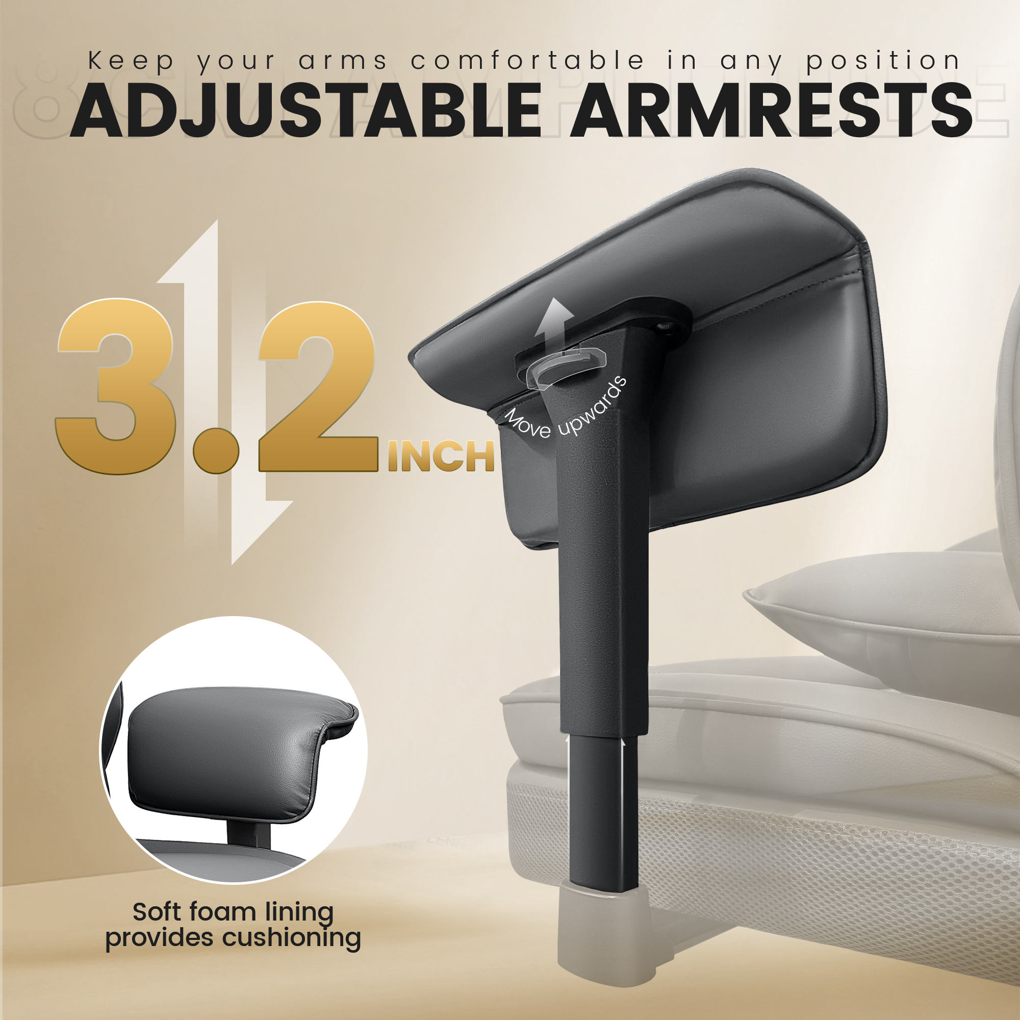 COOLHUT Large Executive PU Leather Office Chair with Adjustable Armrests and Footrest, High Back and Lumbar Support, Ideal for Big and Tall Users, Perfect for Home Office or Computer Desk Use, Gray