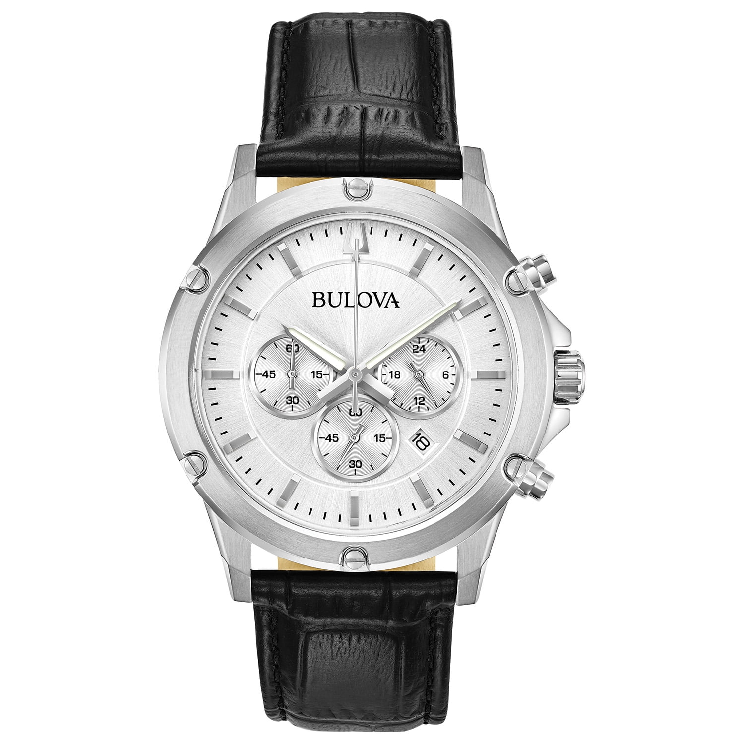 Bulova Men's Chronograph Watch, Black Leather Strap - Walmart.com