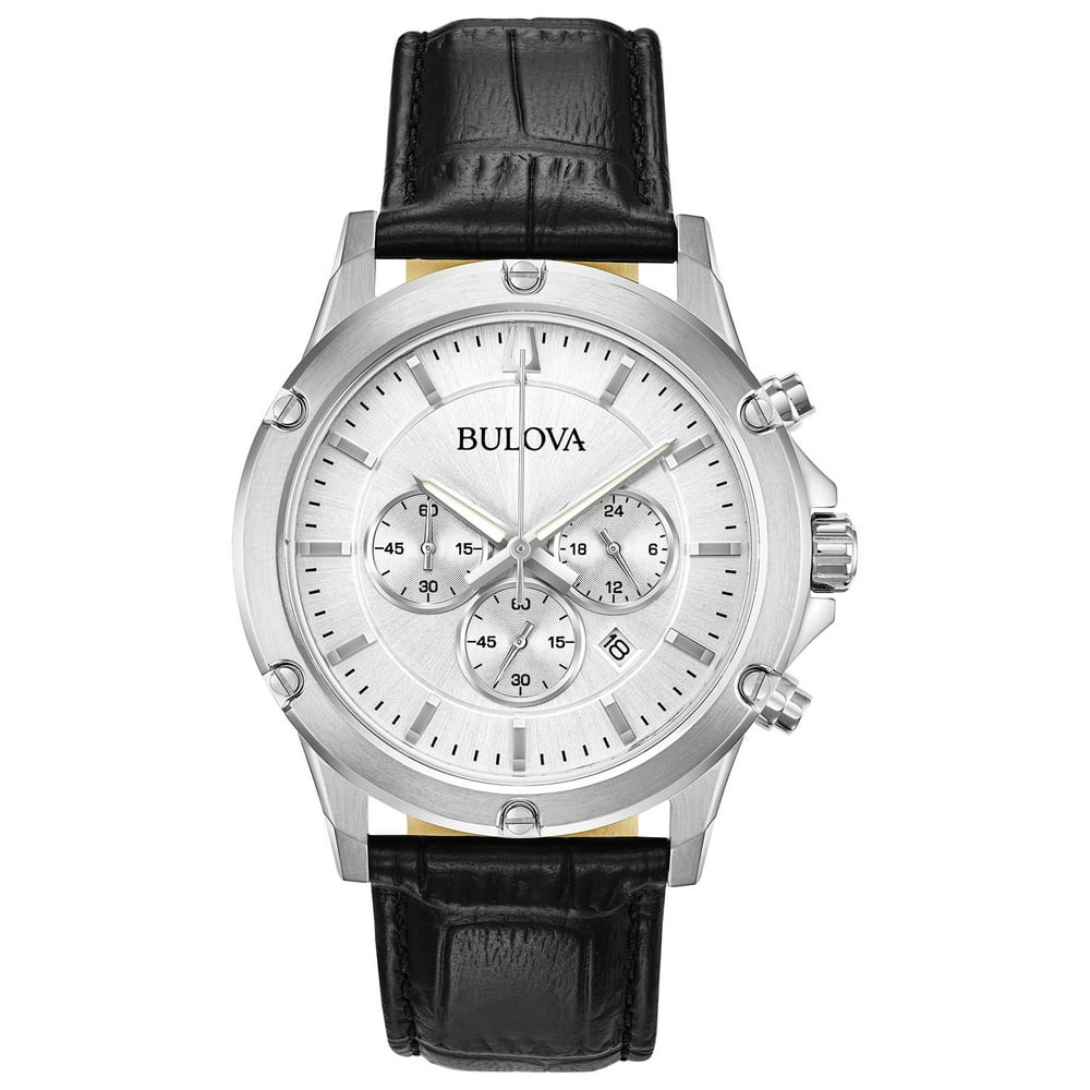 Bulova Bulova Men's Chronograph Watch, Black Leather Strap
