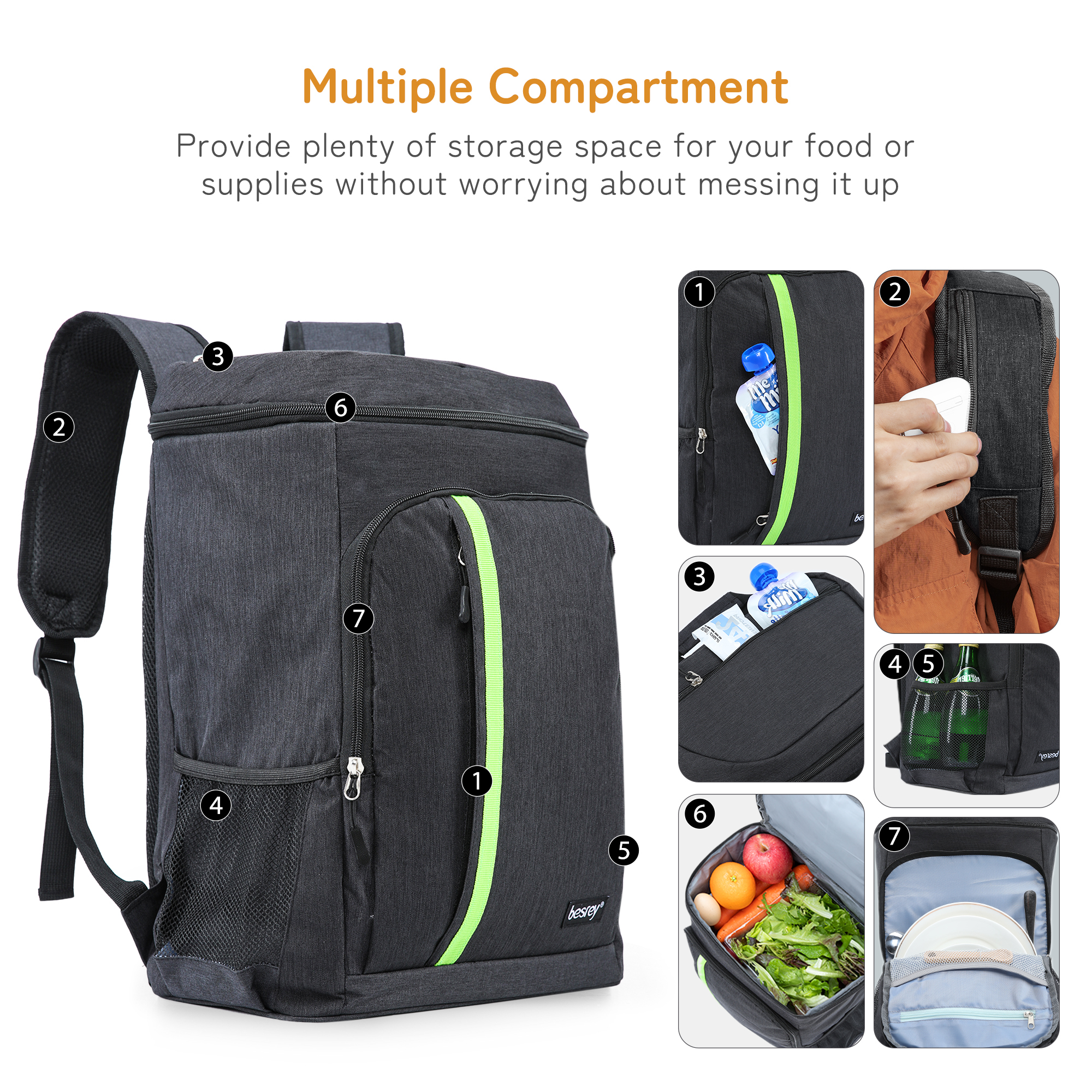 Besrey 30L Cooler Backpack, Insulated Soft Cooler photo 4