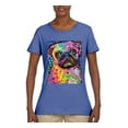 thumbnail image 3 of Funny Neon Pug | Dean Russo Art Animal Lover Womens T-Shirt, Light Blue, Medium, 3 of 6