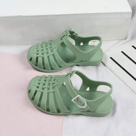 Clearance Toddler Girls Summer Sandals Toddler Shoes Baby Boys Girls Cute Candy Colors Hollow Out Non-slip Soft Sole Beach Roman Sandals,Green Sandals For Kids Size 18-24 Months