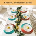 thumbnail image 5 of Teal Orange Brown Ombre Round 13 Inch Placemats Set of 6, Abstract Modern Art Aesthetics HeatResistant Non Slip Place Mats for Dining Table, Wipeable Braided Kitchen Table Mats for Housewarming, 5 of 9
