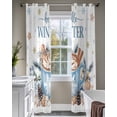 thumbnail image 4 of Blue Christmas Sheer Curtains 84 Inch Length 2 Panels Set for Living Room/Bedroom, Coffee Xmas Pine Cones Vintage Botanical Kitchen Curtains Grommet Semi-Sheer Curtains Window Treatments 42"x84"x2, 4 of 7