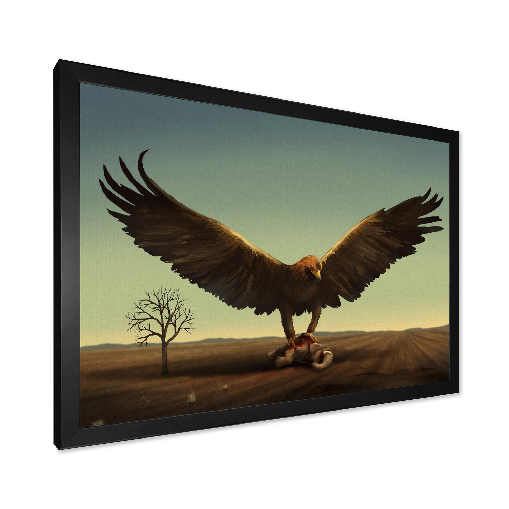 Designart 'Open Wings Roc Bird in Wild' Farmhouse Framed Art Print
