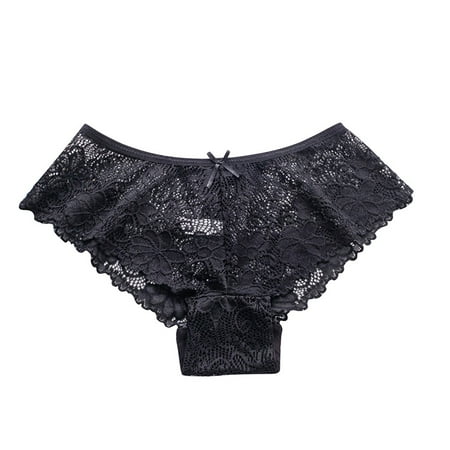 

Gaiseeis Fashion Delicate Women Translucent Underwear Sheer Lace Tank Lace Sexy Underpant Black L