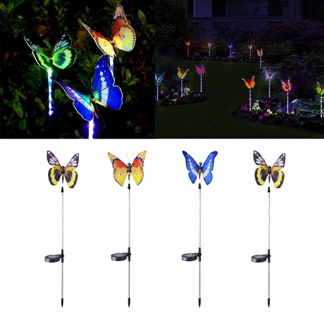 Lámpara de Paisaje de Jardín de lámpara de de Mariposa LED de Cambio de Color Solar 4x shamjiam Luz de estacas de mariposa sembradora