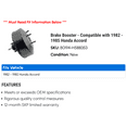 thumbnail image 2 of Brake Booster - Compatible with 1982 - 1985 Honda Accord 1983 1984, 2 of 2