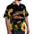 thumbnail image 2 of Crocodile Starry Sky Sunflower Men's Short Sleeve Casual Printed Button Down Beach Shirts, 2 of 6