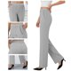 thumbnail image 4 of Pincandy Women's Solid Color Gabardine Pants - Elastic Waist with Unique Leg Line Design, Loose Fit with Side Pockets, Ideal for Casual & Active Lifestyles, 4 of 7