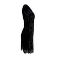 thumbnail image 6 of MDUKONU Women's Sexy Square Collar Long Sleeve High Waist Floral Lace Cutout Bow Backless Bodycon Dress Black L, 6 of 7