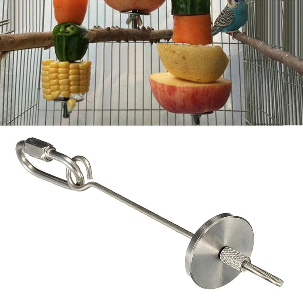 EHJRE 2xChicken Food Holder Feeder Toy Hanging ToyS Parrot Canary Macaw Finches Silver