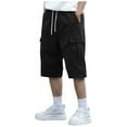 thumbnail image 2 of Purcolt Men's Summer Cargo Shorts Drawstring Elastic Waist Beach Shorts Casual Loose Sports Running Workout Shorts with Pockets, 2 of 9