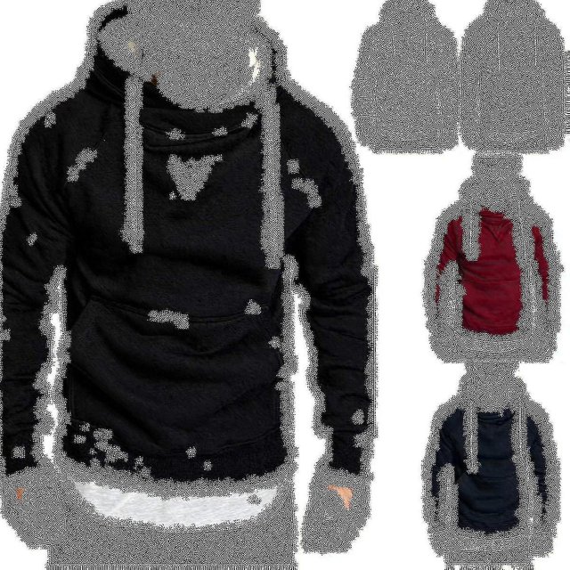 Sudadera con capucha de Color sólido con parches bordados a la moda con cuello levantado para primavera y otoño para hombre