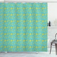 thumbnail image 1 of Lemons Shower Curtain, Minimalistic Design of Multisize Tiny Lemon Figures Continuous Pattern, Fabric Bathroom Set with Hooks, 69W X 84L Inches Extra Long, Sky Blue and Yellow, by Ambesonne, 1 of 3
