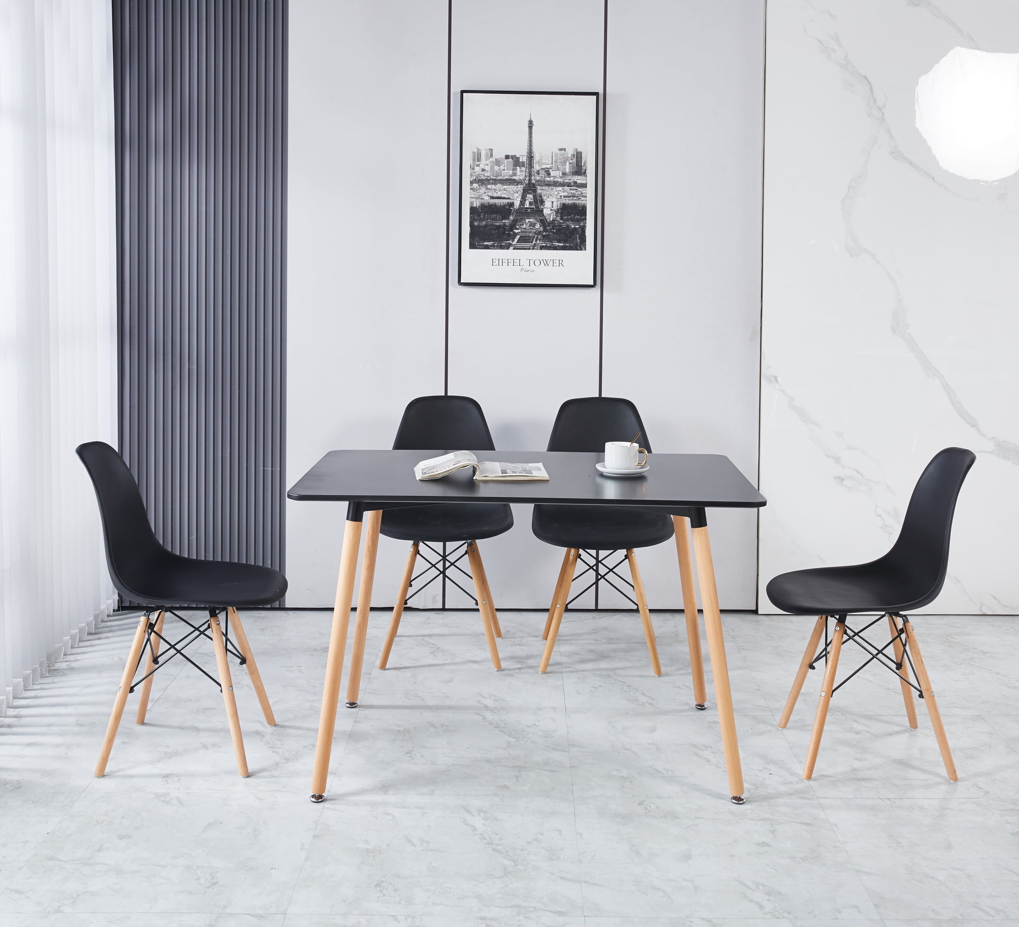 MAYEERTY Modern Square Extendable Dining Table Metal Leg White