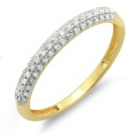 10k White Gold Wedding Bands - 0.25 Carat (ctw) 10k Gold Round Diamond Ladies Pave Anniversary Wedding Band Stackable Ring 1/4 CT