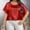*Red, variant on ClodeEU Women's Plus Size Satin Short Sleeve Top ,Casual Round Neck Blouse Red,Womens Plus XL