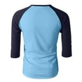 thumbnail image 5 of USNSM Mens Casual Slim Fit T-Shirts Henley Shirts Raglan 3/4 Sleeve Jersey Lightweight Breathable Round Neck T Shirts Blue M, 5 of 7
