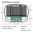 thumbnail image 3 of 12FT Trampoline with Safety Enclosure Net & Ladder for Kids,Outdoor Recreational Trampolines,Green, 3 of 8