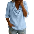 thumbnail image 2 of Warop Womens 3/4 Sleeve Tops Fall Cowl Neck Shirts Solid Office Business Dressy Casual Outfits, 2 of 6