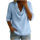 thumbnail image 2 of Neewe Women's 3/4 Sleeve Shirts Classic Solid Color Clow Neck Casual Work Tops Blouses Daily Outfits, 2 of 6