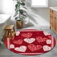 thumbnail image 4 of Round Area Rug 3ft, Retro Valentine's Day Textured Love Heart Non-Shedding Washable Area Rug, Romantic Red Non Slip Low-Profile Circle Rugs for Living Room, Bedroom Dining Room, 4 of 9