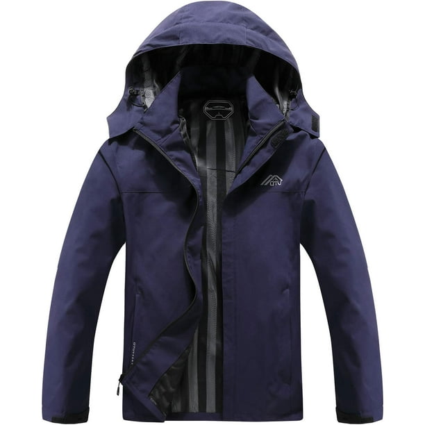 Chubasquero OTU, ligero e impermeable, con capucha, para hombre, color azul marino, talla L
