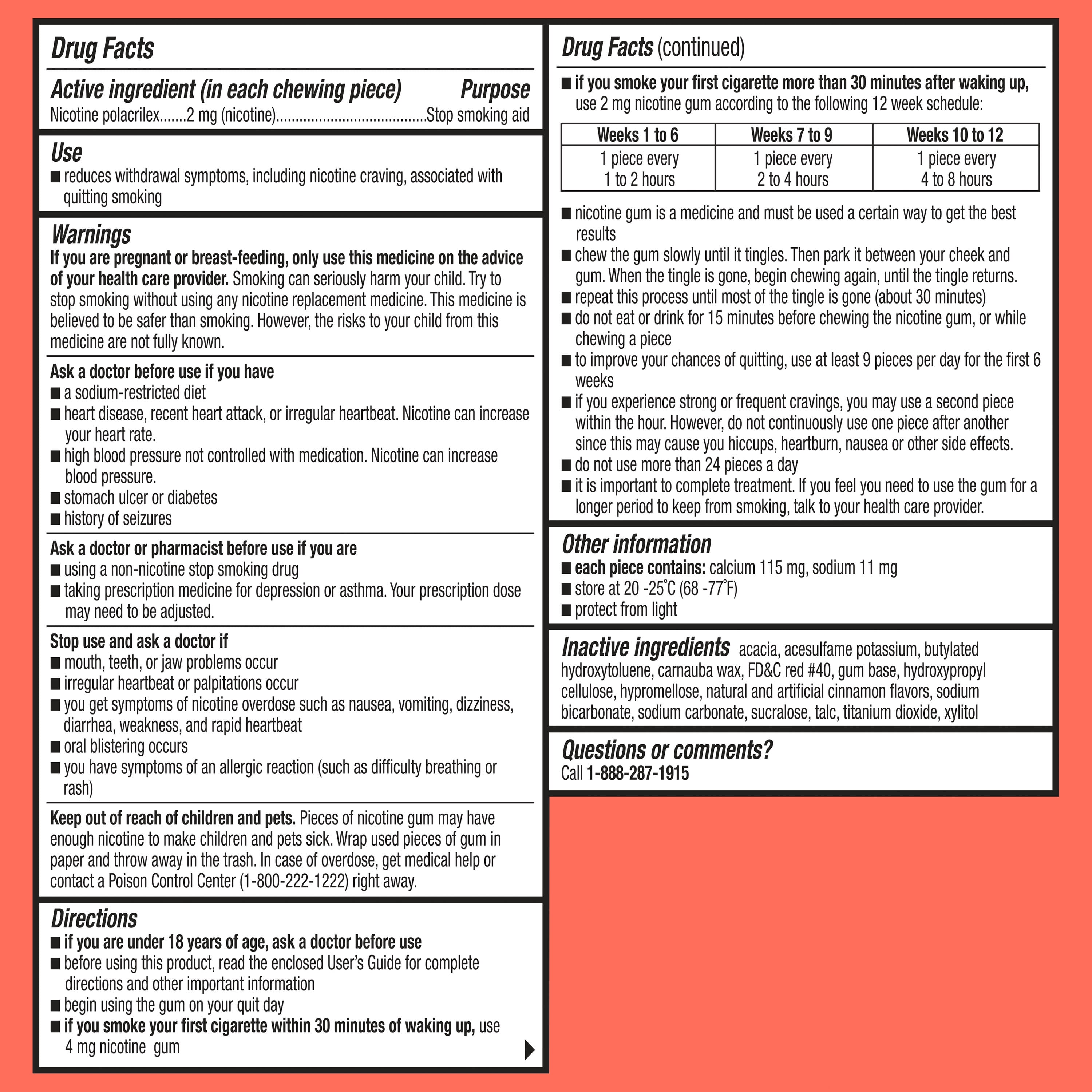 Equate Coated Nicotine Gum, 2 mg, Coated Cinnamon Flavor, 160 Count