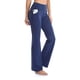 thumbnail image 3 of Pantalones de yoga de mujer con cintura alta y pernera acampanada - Pernera recta ancha, bolsillos, poliéster, largo completo, informales/deportivos - S-XL, 3 of 7