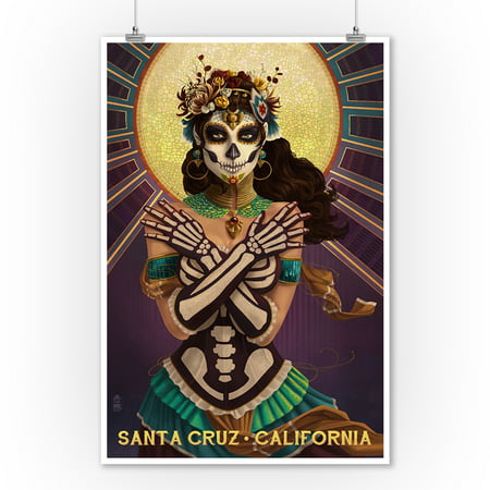 Santa Cruz, California - Day of the Dead Crossbones - Lantern Press Poster (9x12 Art Print, Wall Decor Travel Poster)