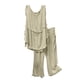 thumbnail image 1 of Conjunto de pantalones y tops de camisa sin mangas con cuello redondo liso para mujer Wmkox8yi  bvn3751, 1 of 8