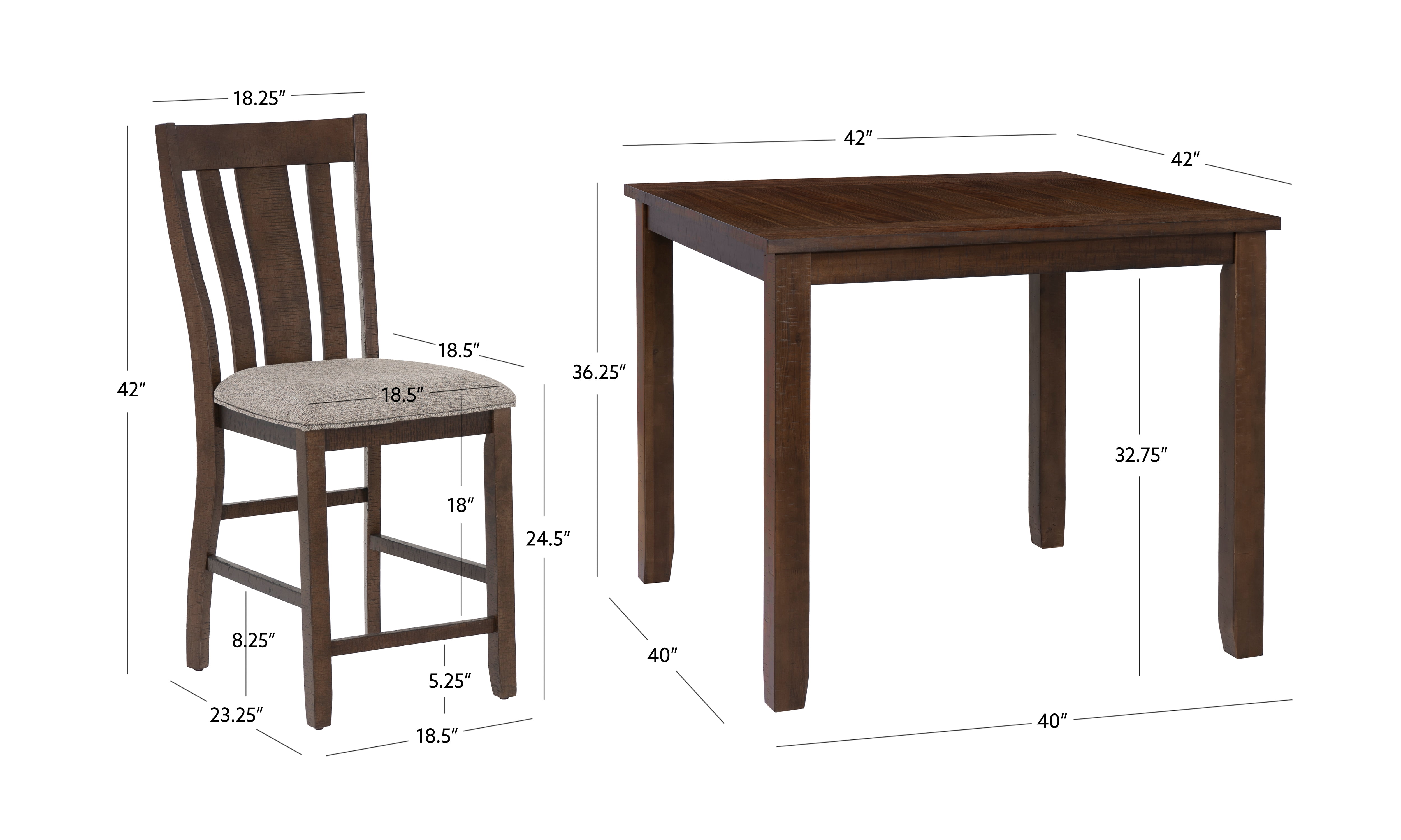 Powell Lenny 5-Piece Counter Height Dining Set, Brown/Beige