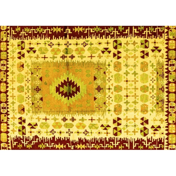Ahgly Company Indoor Rectangle Abstract Yellow Modern Area Rugs, 7' x 10'