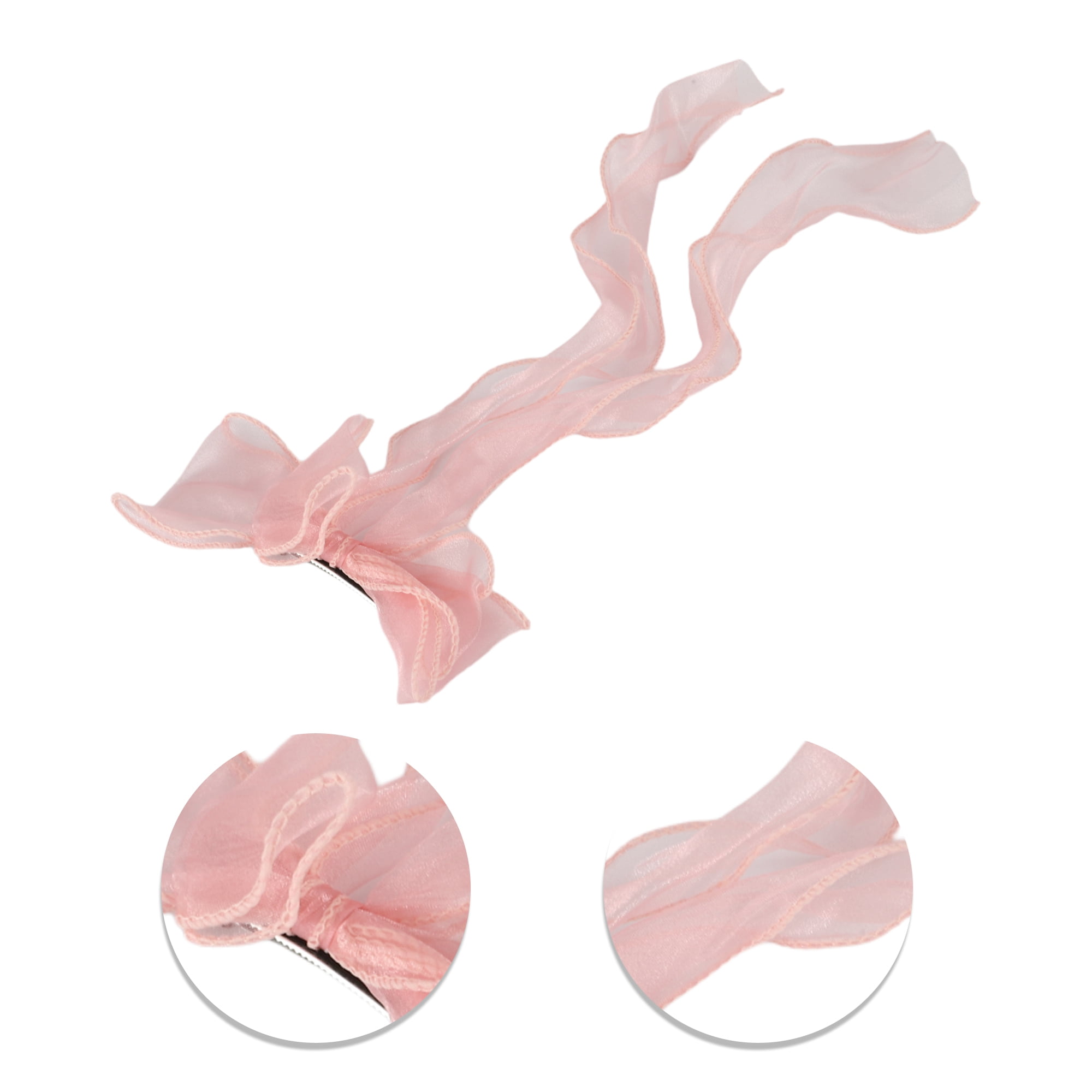 Unique Bargains Fashion Ribbon Bow Hair Clips Hairdo Clip 14.17"x5.91" Light Pink