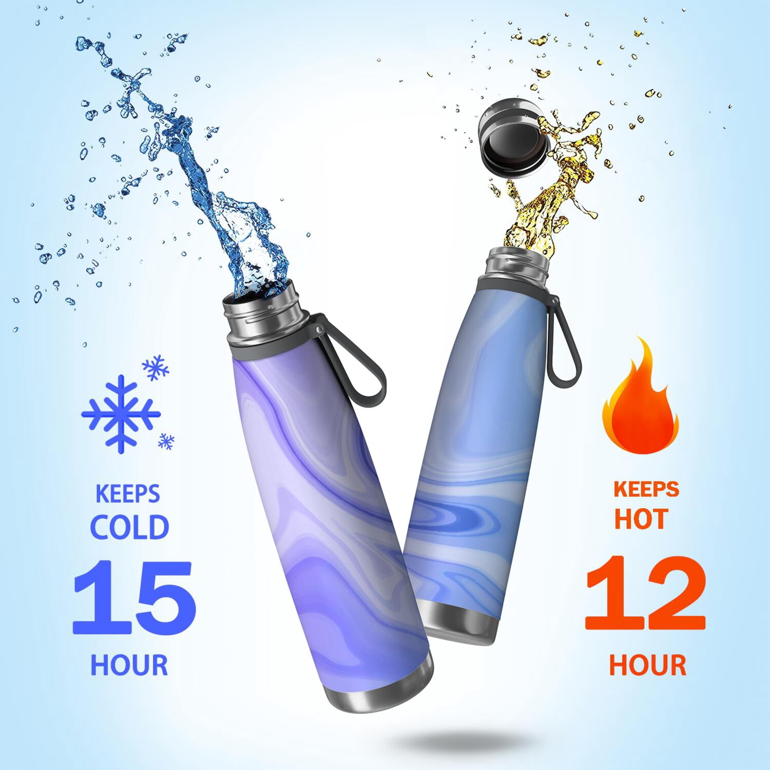 29oz Insulated Water Bottle with Tea Infuser, Stainless Steel Travel Mug, Liquid & Marble Print