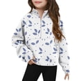 thumbnail image 2 of Nmnitkp Girls Sweatshirt Middle Big Half Zip Crewneck Sweatshirt Long Sleeve Pullover Crop Kids Fleece Sweatshirts Blue,7 Years, 2 of 5