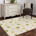 thumbnail image 3 of Cute Lemon Floral Area Rugs 4'x6', Washable Small Throw Rugs for Office Bathroom, Farmhouse Vintage Linen Texture Indoor Outdoor Rug Non-Slip Low Pile Carpet Runner Reversible Floor Mats, 3 of 8