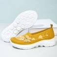 thumbnail image 6 of Women's Knit Embroidered Platform Sneakers Slip On Breathable Rocker Shoes Daily Commute Work Shopping Stylish Casual Footwear Yellow 37, 6 of 7