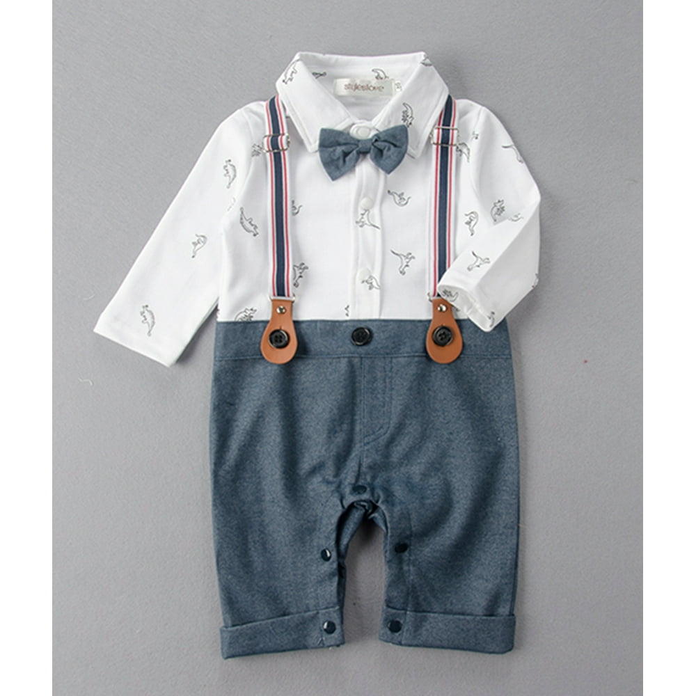 StylesILove StylesILove Dinosaur Print Long Sleeve Tuxedo Baby Boy