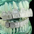 thumbnail image 3 of Real Solid 925 Sterling Silver Grillz Set Iced Baguettes Six on Six Teeth Grills, 3 of 6