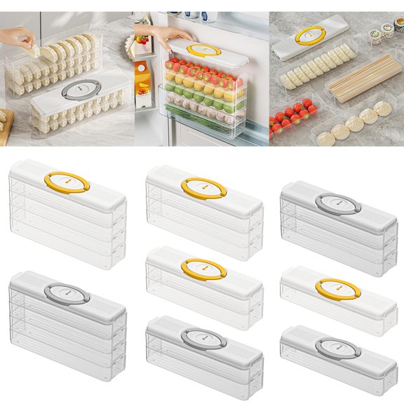 Skegnu Household Multi-layer Quick Frost Dumplings Box Dumplings Eggs Box Side Door Fresh-keeping Box Kitchen Food Refrigerator Storage Box Refrigerator Organizers And Storage Under $10